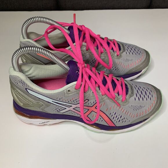 Womens Asics GEL-Kayano 23 Running Shoes Silver/Pink/Purple Size 6.5 - Picture 4 of 8